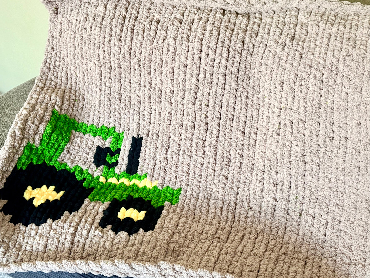 Tractor Chunky Handknit Blanket