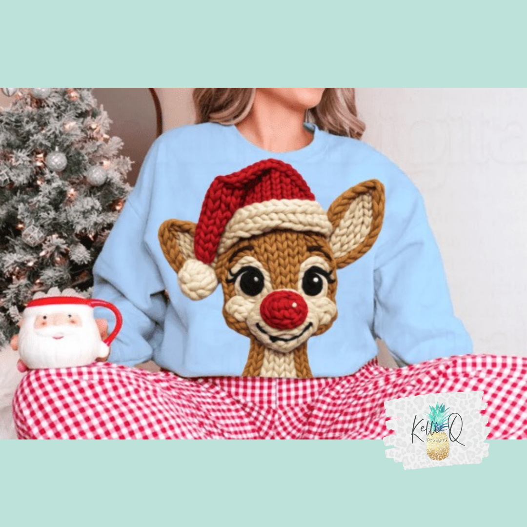 Rudolph faux yarn embroidery