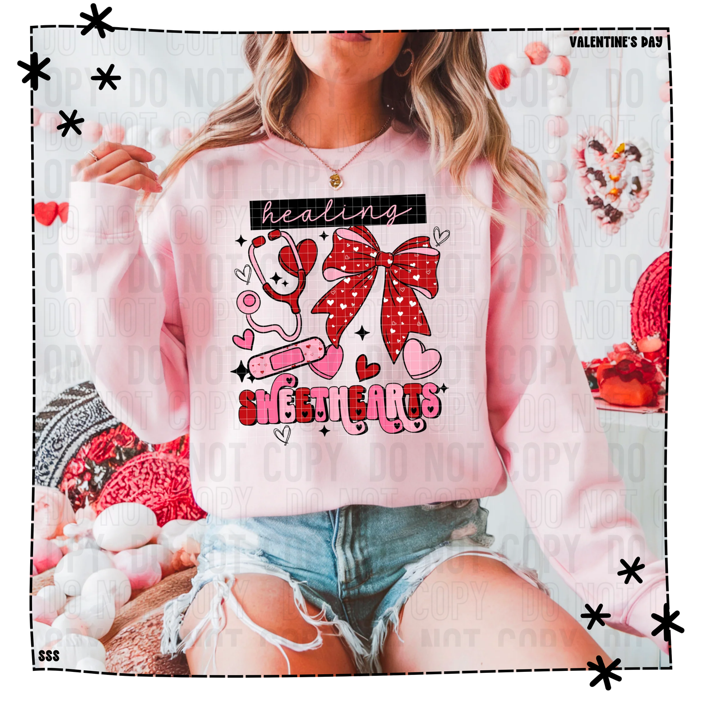 Healing Sweethearts Red Bow Lined Squares