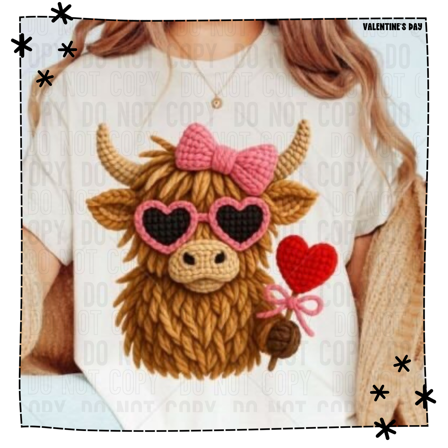 V-Day Cow (faux yarn)