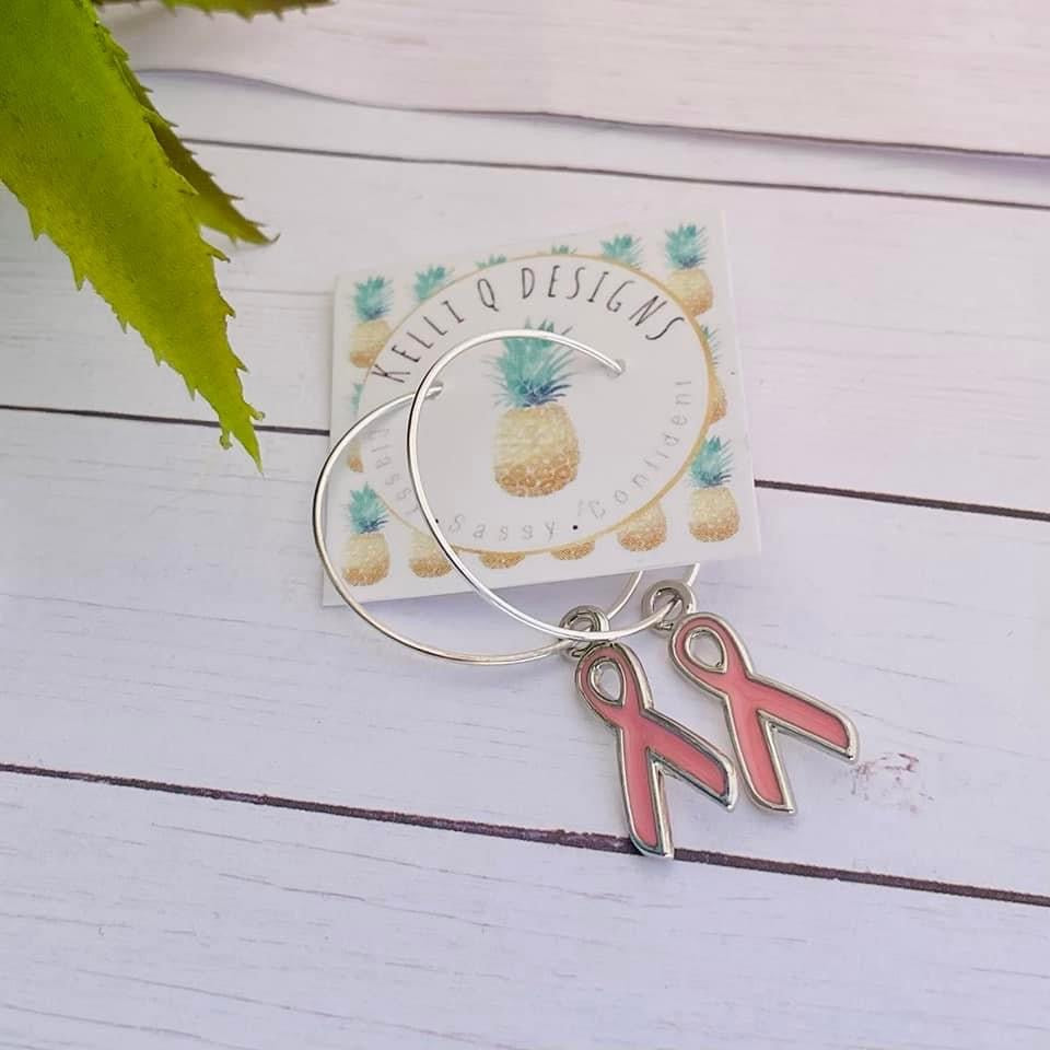 Pink Awareness Ribbon - Hoop