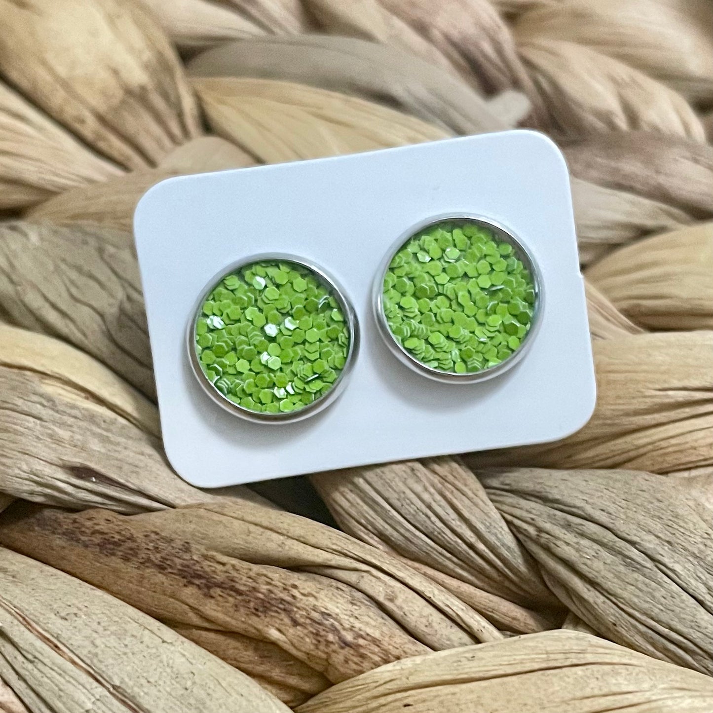 Avocado Glitter Studs