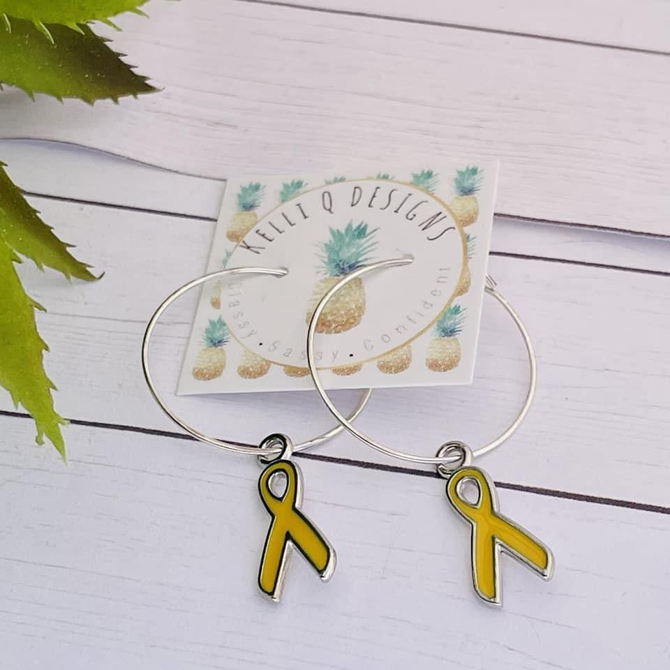Yellow Awareness Ribbon - Hoop