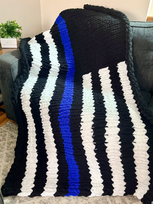 Police Flag Chunky Handknit Blanket