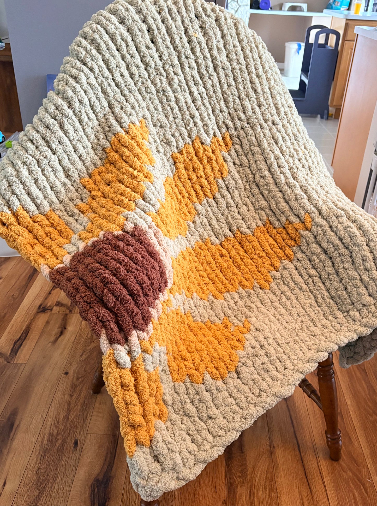 Sunflower Chunky Handknit Blanket