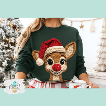 Rudolph faux yarn embroidery