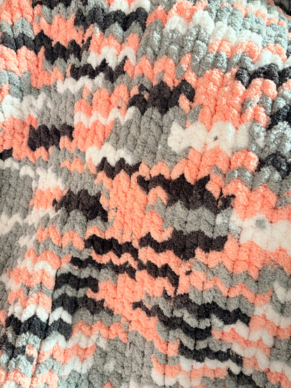 Pink & Gray Speckle Chunky Lap Blanket (RTS)