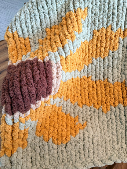 Sunflower Chunky Handknit Blanket