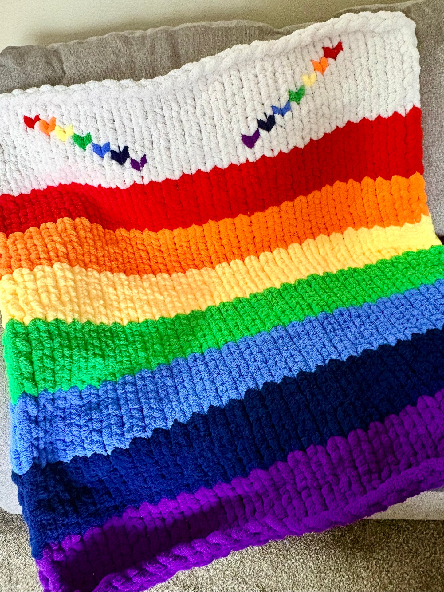 I Love A Rainbow Chunky Handknit Blanket
