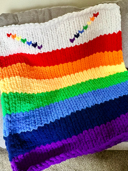 I Love A Rainbow Chunky Handknit Blanket