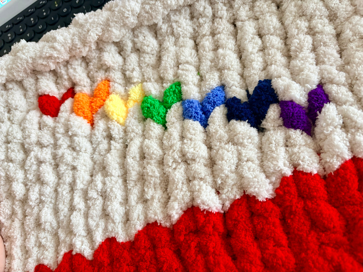 I Love A Rainbow Chunky Handknit Blanket