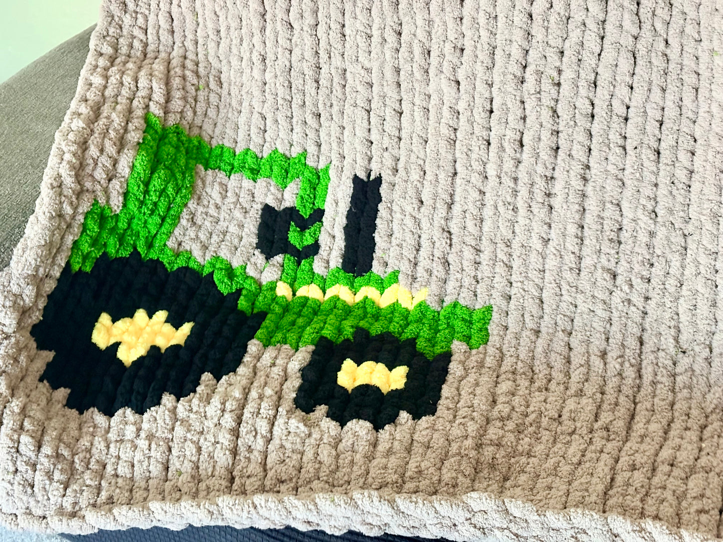 Tractor Chunky Handknit Blanket