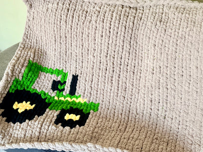 Tractor Chunky Handknit Blanket