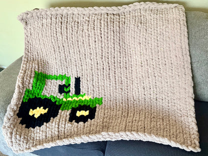 Tractor Chunky Handknit Blanket
