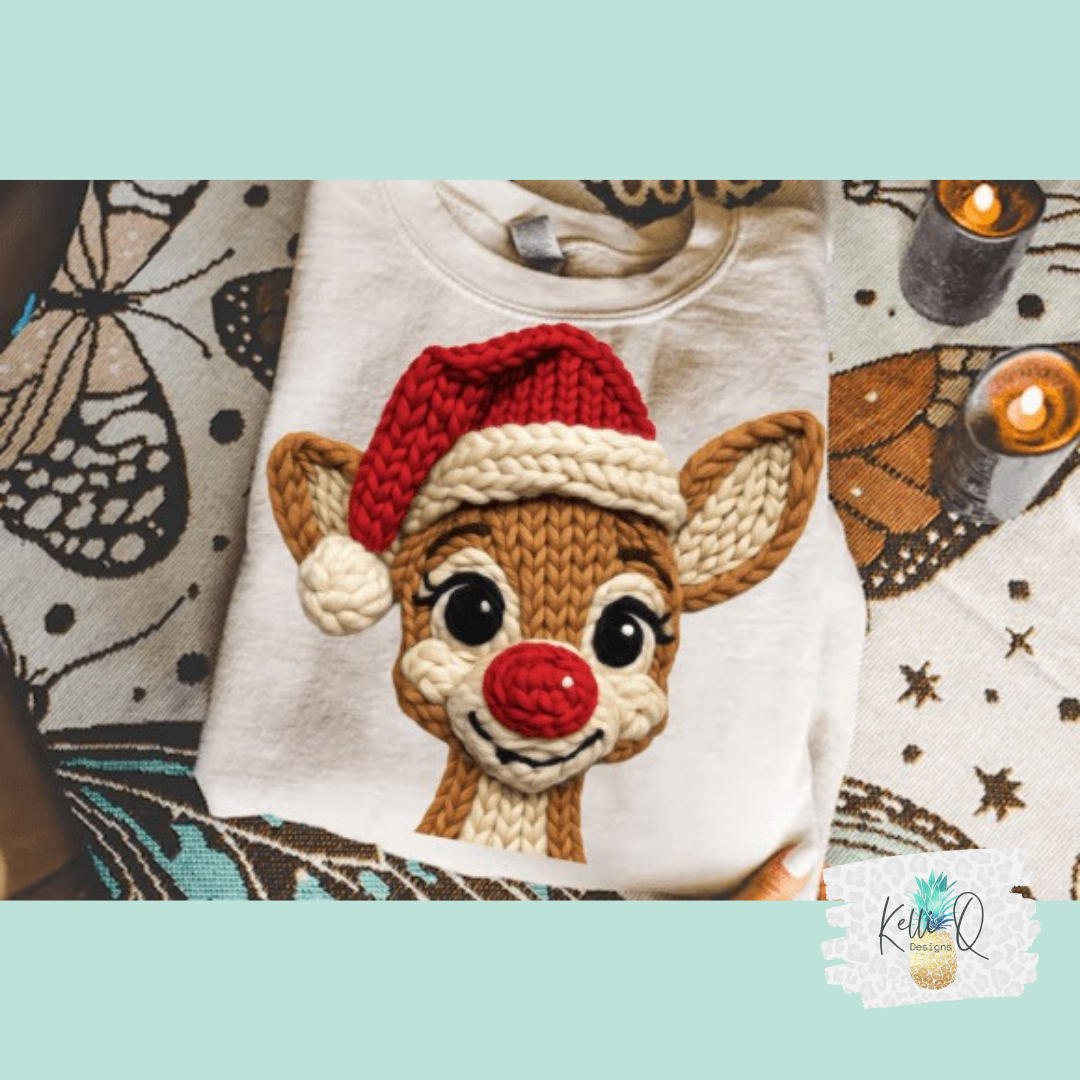 Rudolph faux yarn embroidery
