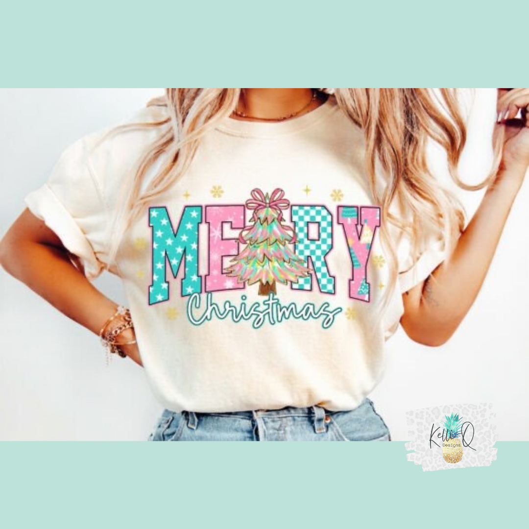 Merry Christmas (pink and blue)