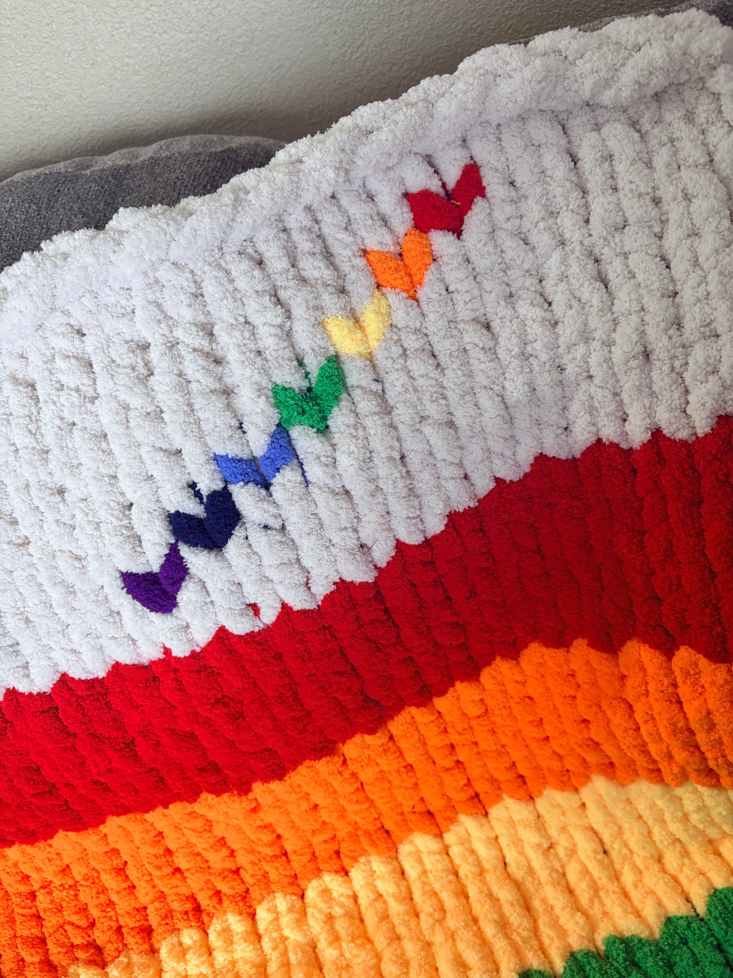 I Love A Rainbow Chunky Handknit Blanket