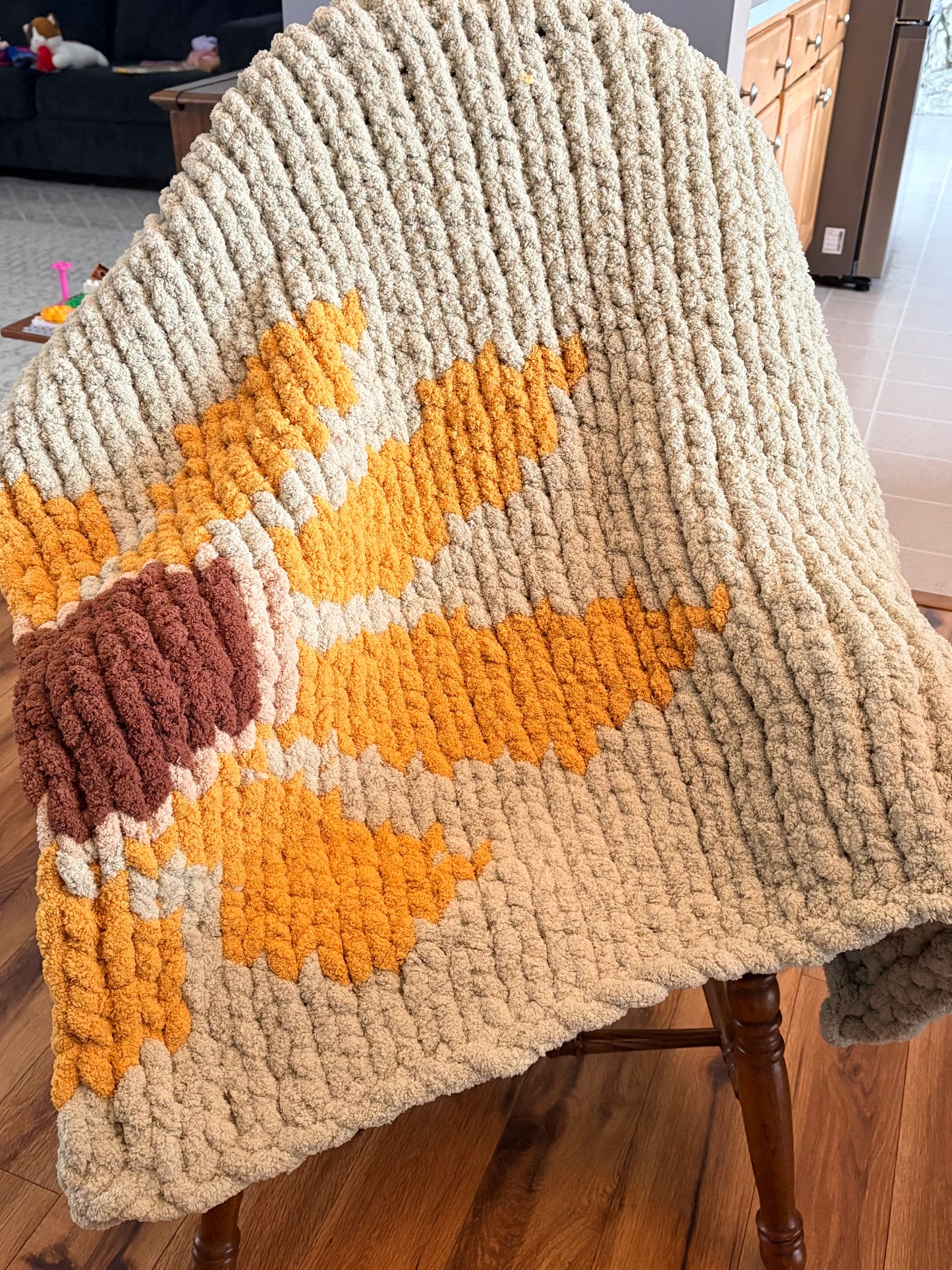 Sunflower Chunky Handknit Blanket