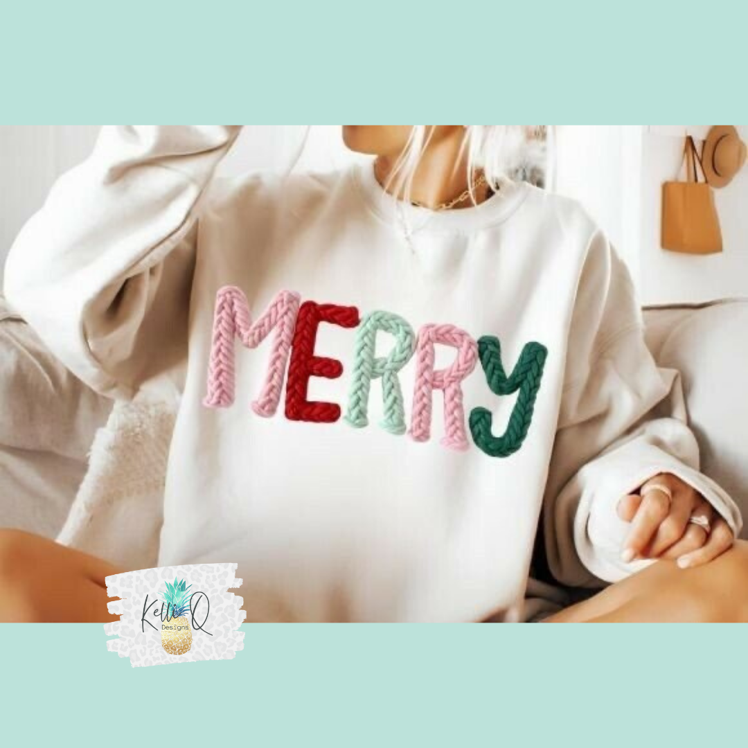 Merry (faux yarn embroidery)