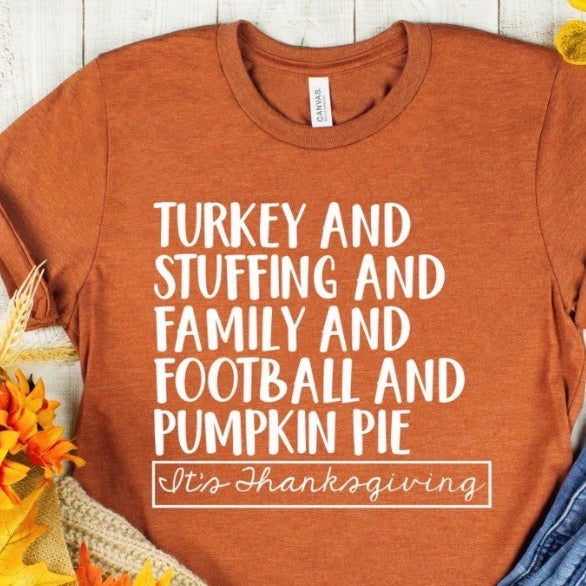 Turkey Stuffing Family Football Pumpkin Pie