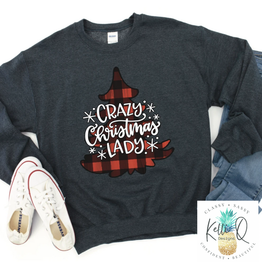 Crazy Christmas Lady (buffalo plaid)